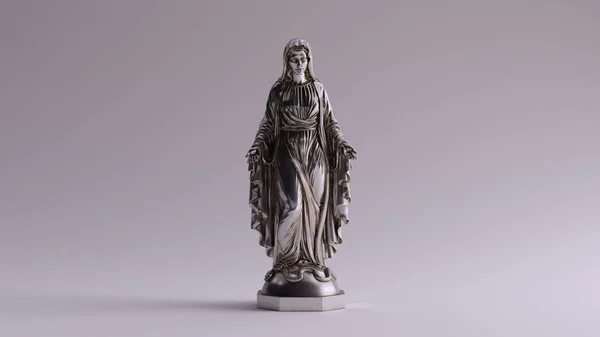 Silver Virgin Mary Mother Jesus Statue — 스톡 사진