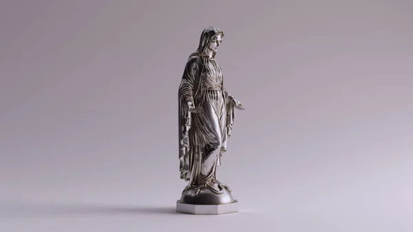 Silver Virgin Mary Mother Jesus Statue — 스톡 사진