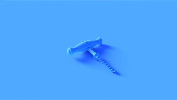 Blue Traditional Corkscrew Lying Floor Illustration Render — Stock Photo, Image