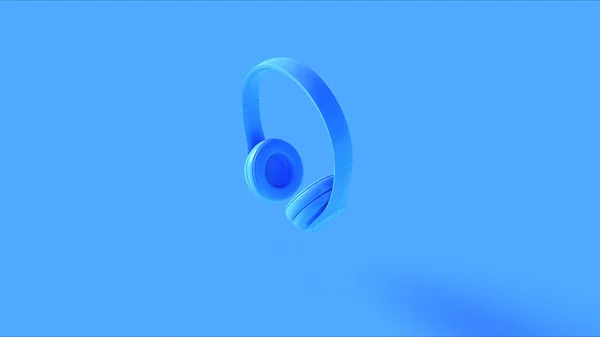 ブルーシンプルな高級ヘッドフォンイヤフォン3Dイラスト 3Dレンダリング — ストック写真