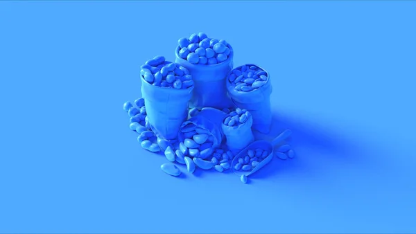 Blue Gourmet Nuts Stored Sacks Illustration — 스톡 사진