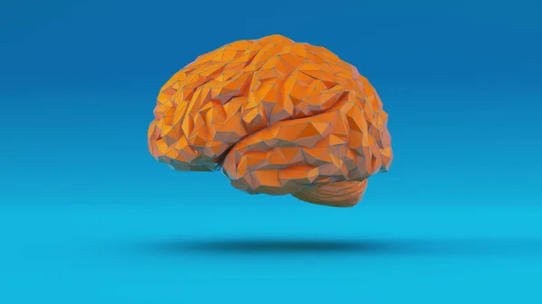 Orange Blue Cyber Brain Angular Artificial Intelligence Blue Background Left — Foto de Stock