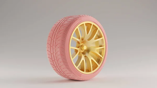 Pink Gold Alloy Rim Wheel Rendering Illustration — стоковое фото