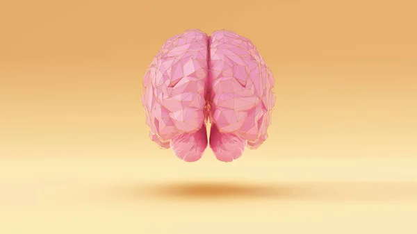 Inteligência Artificial Angular Cérebro Cibernético Azul Rosa Com Fundo Azul — Fotografia de Stock