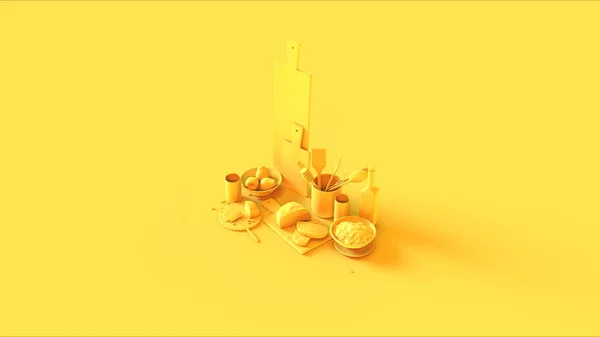Жовтий Гурман Асорті Сирна Дошка Ілюстрація Рендерингу — стокове фото