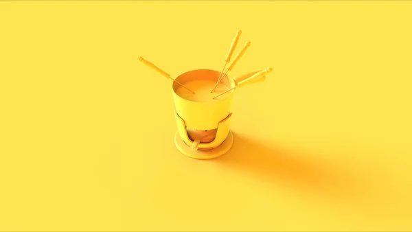 Yellow Fondue Set Pot Illustration Render — стокове фото