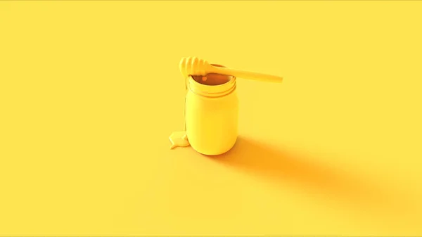 Yellow Gourmet Honey Glass Jar Illustration — 스톡 사진