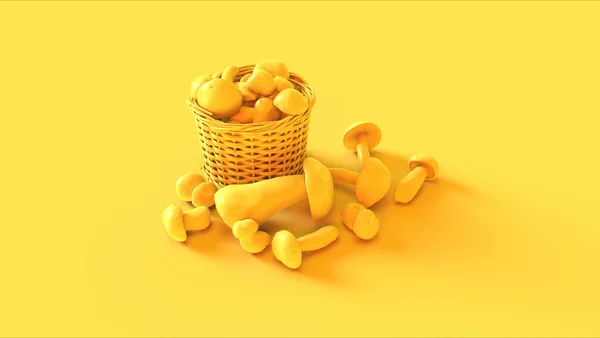 Yellow Gourmet Mushrooms Basket — ストック写真