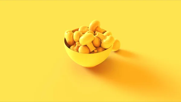 Sarı Gurme Mantarlar Bir Bowl Illüstrasyonda — Stok fotoğraf