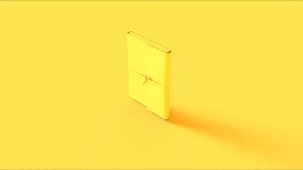 Caderno Amarelo Amarrado Com Uma Fita Ilustração Renderização — Fotografia de Stock
