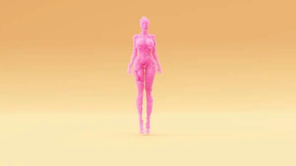 粉红女子性感烟熏人影精神漂浮保暖乳霜背景3D插图3D渲染 — 图库照片