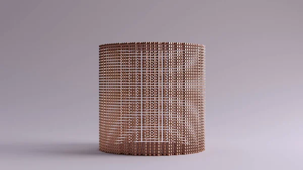 Cylindre Bronze Fait Beaucoup Petits Cubes Avec Effet Stroboscopique Aliasing — Photo