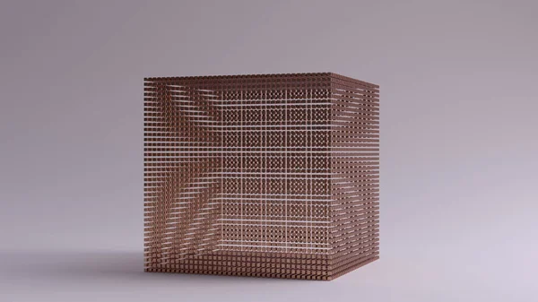 Cubo Bronze Feito Lotes Pequenos Cubos Com Aliasing Visual Efeito — Fotografia de Stock