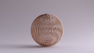 Bronze Sphere Made out of Lots of Small Cubes with a Visual Aliasing Stroboscopic Effect 3d illustration 3d render clipart
