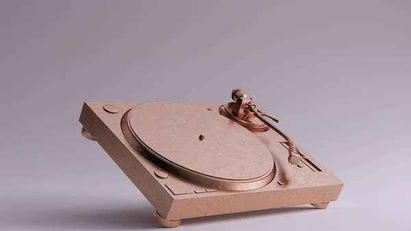 Bronze Vintage Turntable Record Player Γωνία Δεξιάς Προβολής Απεικόνιση Καθιστούν — Φωτογραφία Αρχείου