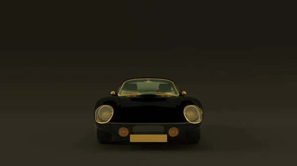 Powerful Black Gold Sports Roadster Coupe Car 1960 Illustration Render — стоковое фото
