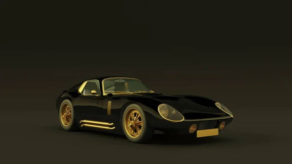 Сильний Чорний Автомобіль Золотим Спортом Дорожній Автомобіль Кауп Автомобіль 1960 — стокове фото