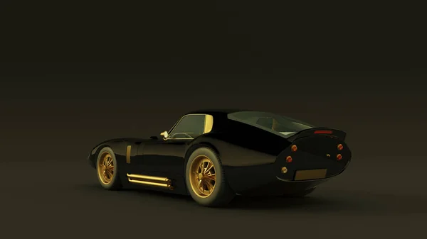 Powerful Black Gold Sports Roadster Coupe Car 1960 Illustration Render — Stock Photo, Image