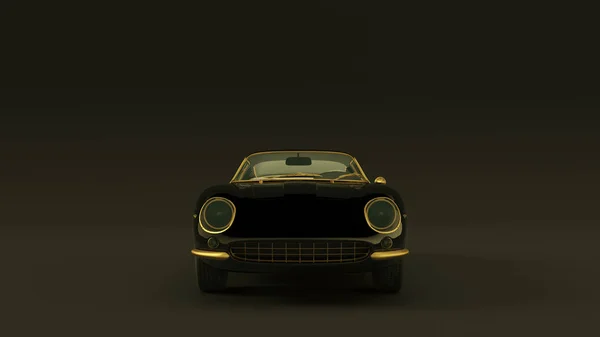 Powerful Black Gold Lightweight Racing Car 1960 Style Illustration Render — 스톡 사진