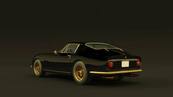 Powerful Black Gold Lightweight Racing Car 1960 Style Illustration Render — 스톡 사진