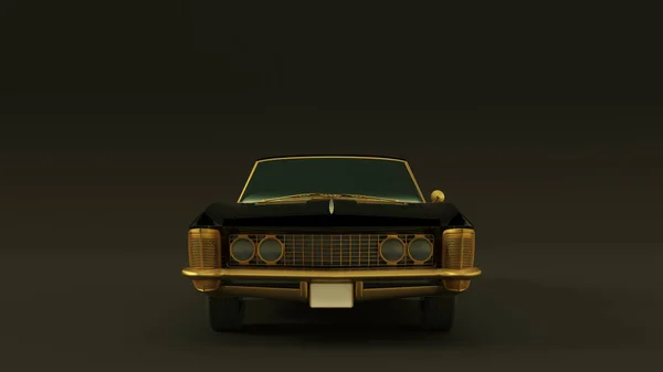 Powerful Black Gold Gangster Luxury 1960 Style Car Illustration Render — ストック写真