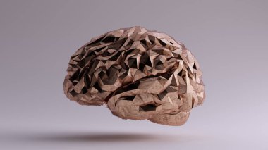 Bronze Brain Futuristic Artificial Intelligence Left View 3d illustration 3d render clipart