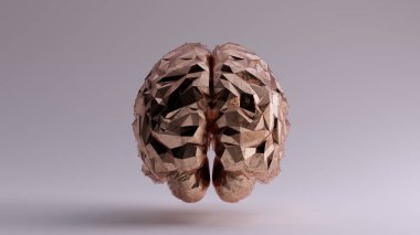 Bronze Brain Futuristic Artificial Intelligence Back View 3d illustration 3d render clipart