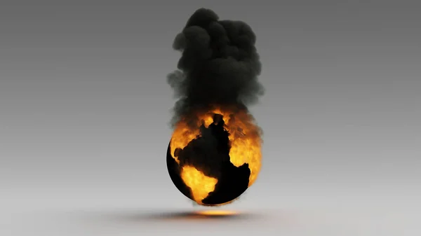 Erde Flammen Klimawandel Illustration Render — Stockfoto