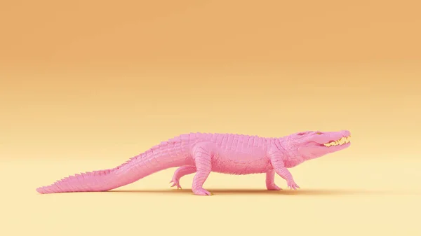 Pink Gold Crocodile Warm Cream Background Иллюстрация Render — стоковое фото