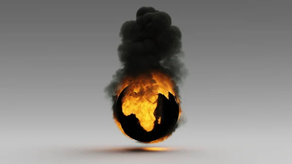 Erde Flammen Afrikanischer Kontinent Klimawandel Illustration Render — Stockfoto