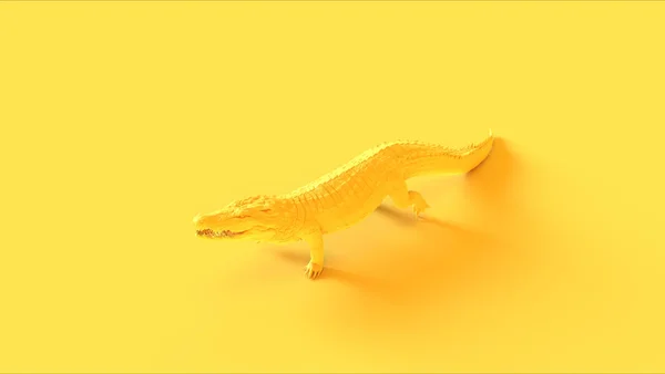 Gelbes Wandelndes Krokodil Illustration Render — Stockfoto
