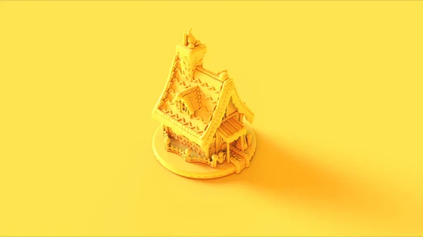 Yellow Christmas Gingerbread House Illustration Render — Stock Photo, Image