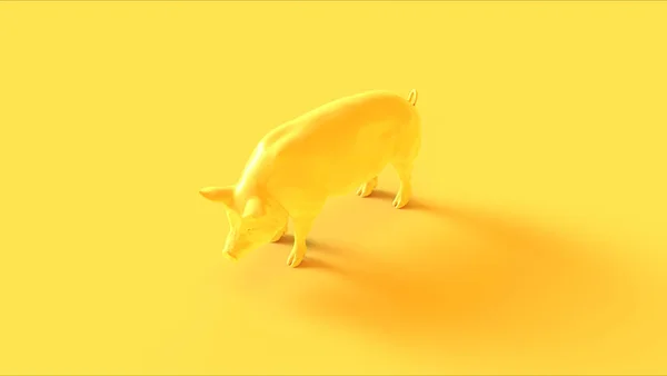 Gelbes Schwein Illustration Render — Stockfoto