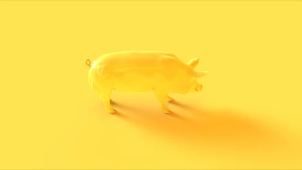 Yellow Pig 3d illustration 3d render