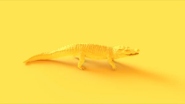Amarelo Andar Crocodilo Ilustração Render — Fotografia de Stock