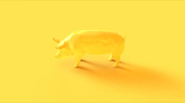 Giallo Pig Illustrazione Rendering — Foto Stock