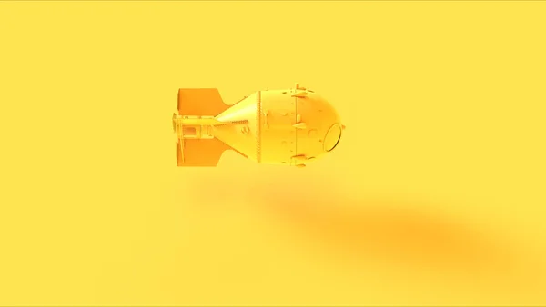 黄色大原子弹中子炸弹热核武器3D插图3D渲染 — 图库照片