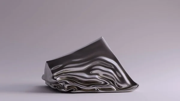 Silver Box Crushed Sculpture Illustration Render — Stock Photo, Image