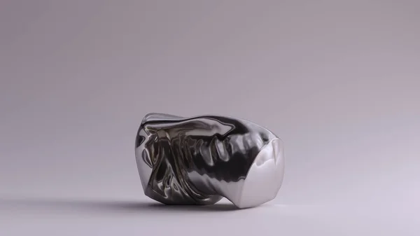 Измельчённая Скульптура Серебряного Цилиндра Рендеринг — стоковое фото