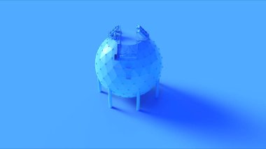 Blue Moon Base Geo Dome Structure 3d Illustration 3d render clipart