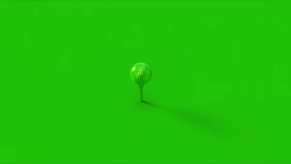 绿色高尔夫球及Tee 3D插图3D渲染 — 图库照片