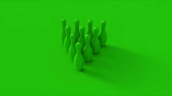 緑のボウリングピン3Dイラスト3Dレンダリング — ストック写真