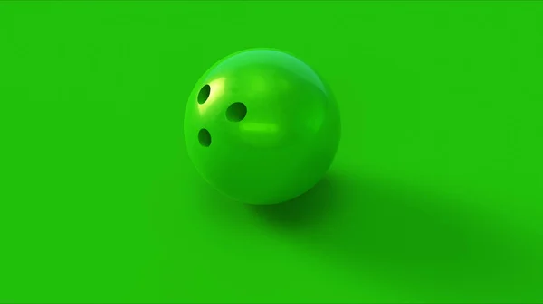 Bola Boliche Verde Ilustração Renderização — Fotografia de Stock