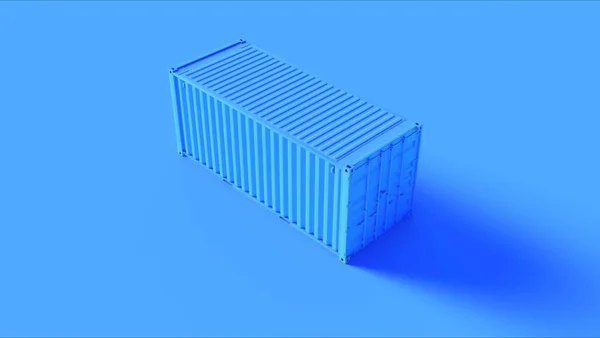 ブルー貨物コンテナ国際インターモーダル3Dイラスト 3Dレンダリング — ストック写真