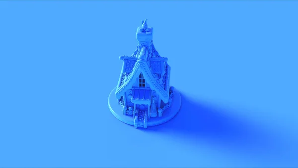 ブルークリスマスジンジャーブレッドハウス3Dイラスト 3Dレンダリング — ストック写真