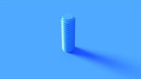 蓝色螺栓螺母螺钉3D插图3D渲染 — 图库照片