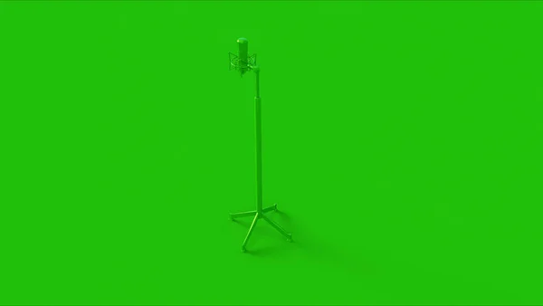 Microfone Verde Stand Ilustração Renderização — Fotografia de Stock