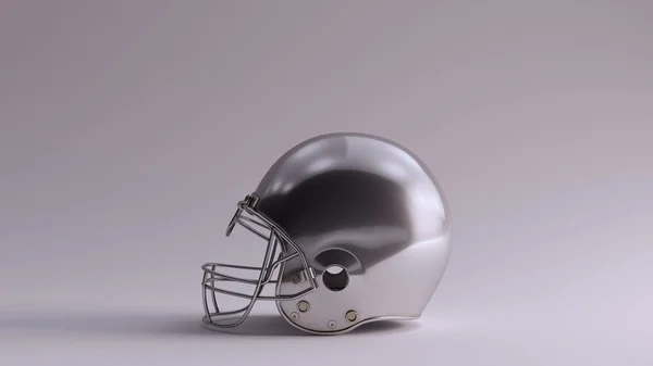 Silver American Football Helmet Illustration Rendering — Stock Photo, Image