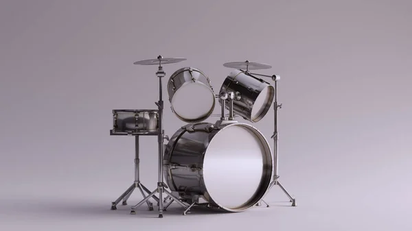 Silver Drum Kit Left Иллюстрации Render — стоковое фото