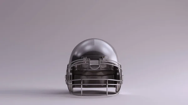 Silver American Football Helmet Illustration Rendering — Stock Photo, Image